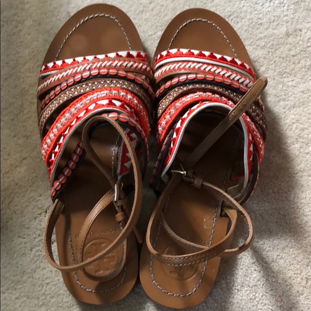 Tory Burch Strappy Ankle Wrap Sandals 8.5